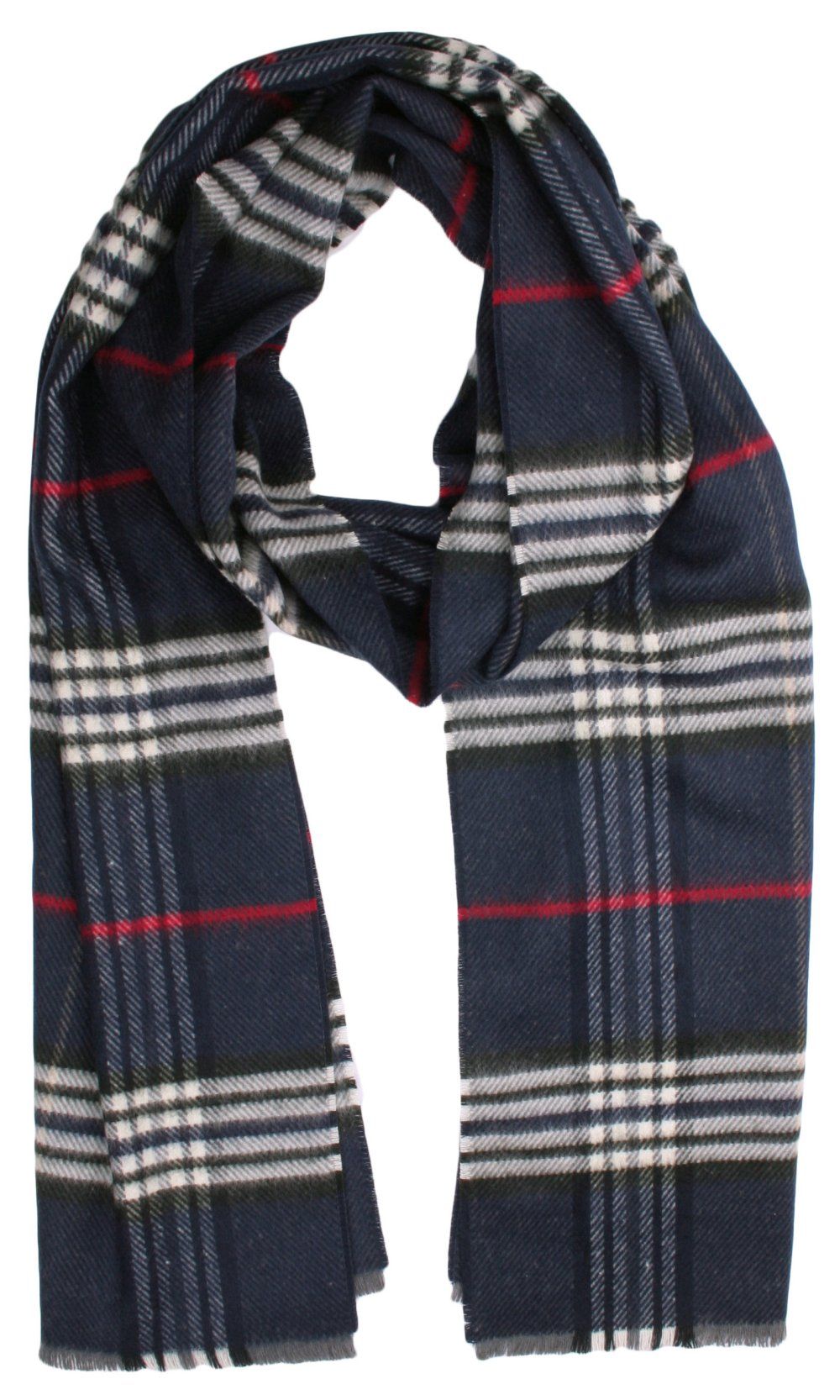 Szalik Miękki, Granatowy w Kratkę, Firmy V.Fraas -Cashmink- Elegancki, Męski