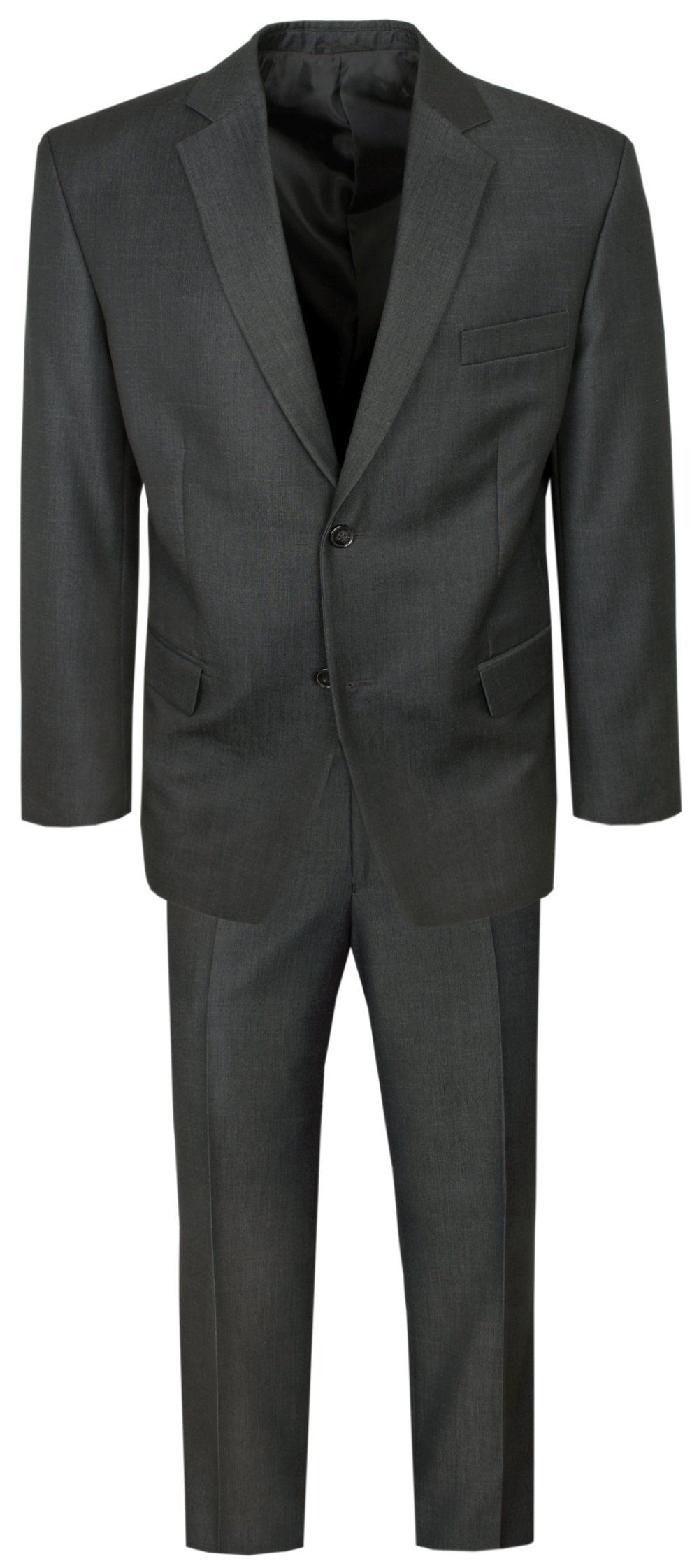 Garnitur Dwuczęściowy Grafit, Elegancki, Zapinany na Dwa Guziki, Spodnie w Kant, Ciemny Szary-CASINO