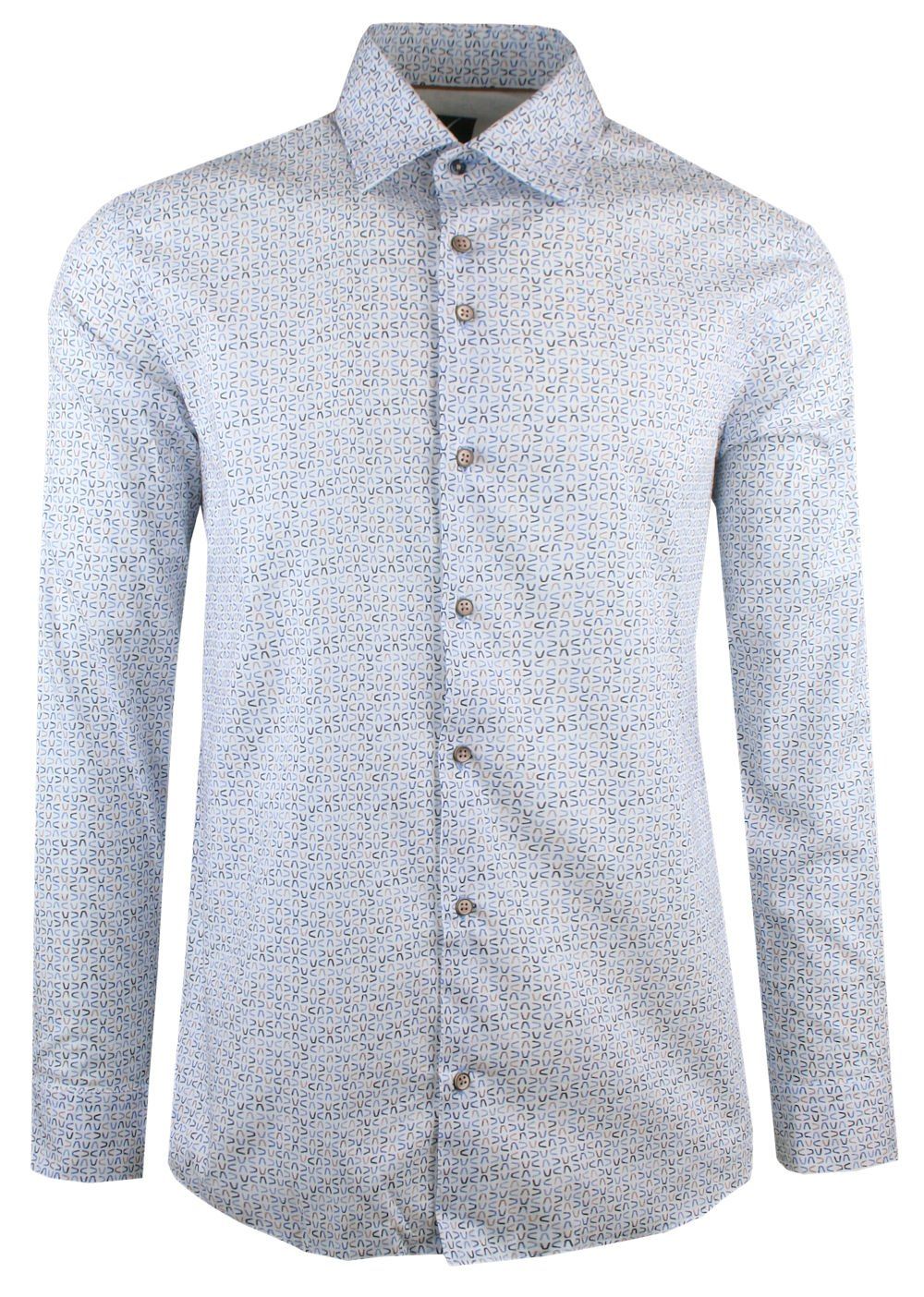 Elegancka, Męska Koszula, Taliowany Krój - Victorio - Drobny, Niebieski Wzór