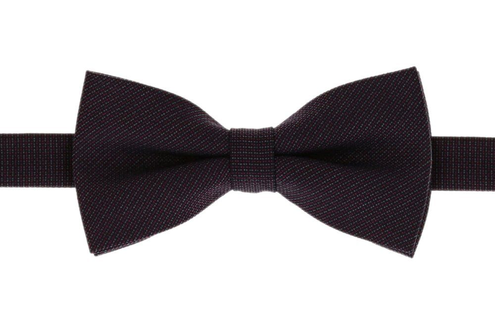 Wełniana Mucha Męska - His Story - Akcenty Bordo i Fioletu, Mikrowzór