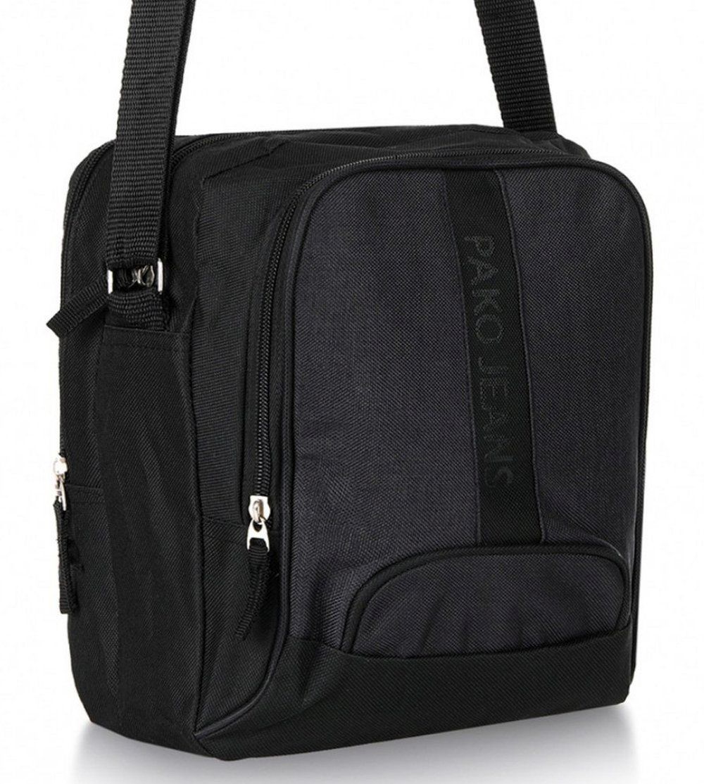 Torebka, Listonoszka Czarna z Regulowanym Paskiem, Zapinana na Zamek -Pako Jeans