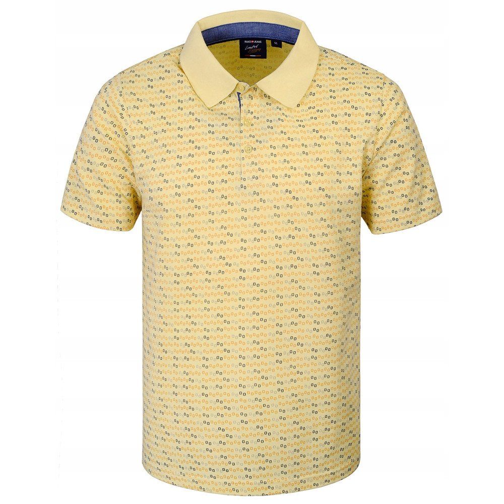 Koszulka Polo - Męska - Pako Jeans - Żółta w Drobny Wzór