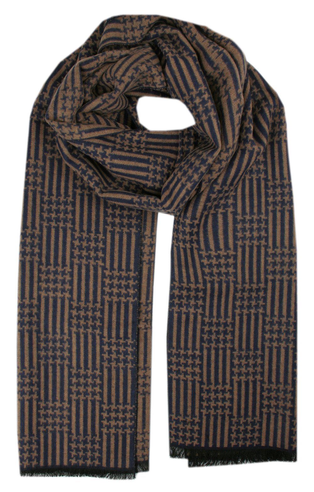 Męski Szalik z Wiskozy - Alties - Granat i Ciemny Beż