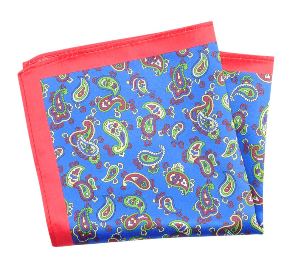 Poszetka Męska ALTIES, Czerwono-Chabrowa Wzór Paisley, Łezki, Męska, Elegancka