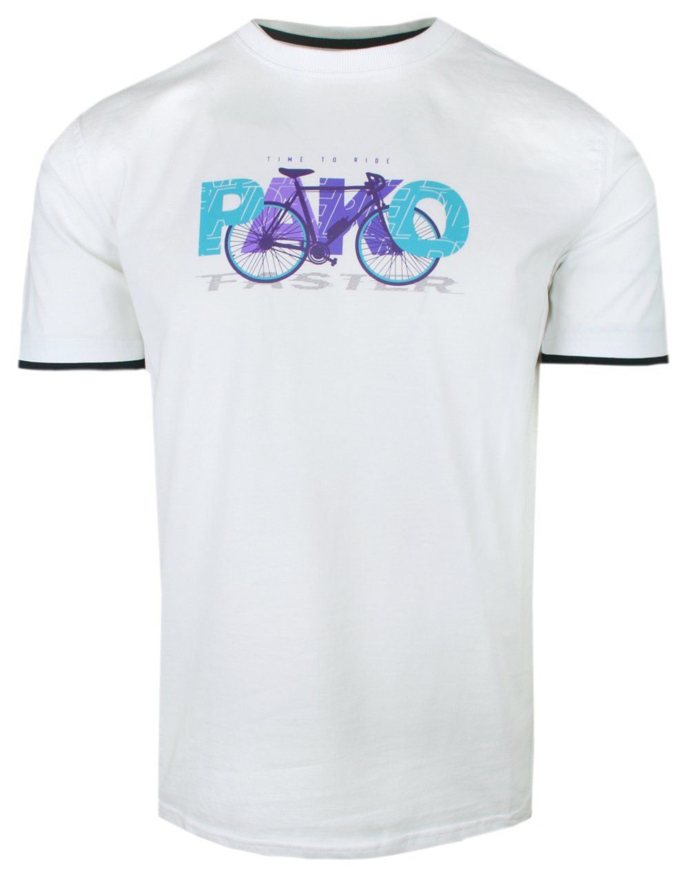 T-Shirt Męski - Biały z Motywem Roweru - Pako Jeans