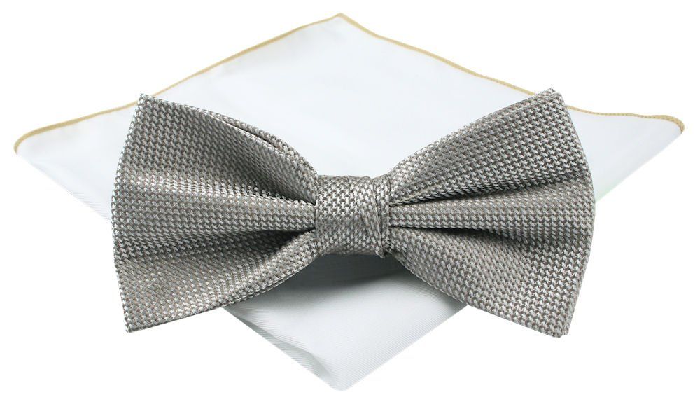 Męska Mucha (Poszetka w Zestawie) - Chattier - Stalowy Odcień Beżu