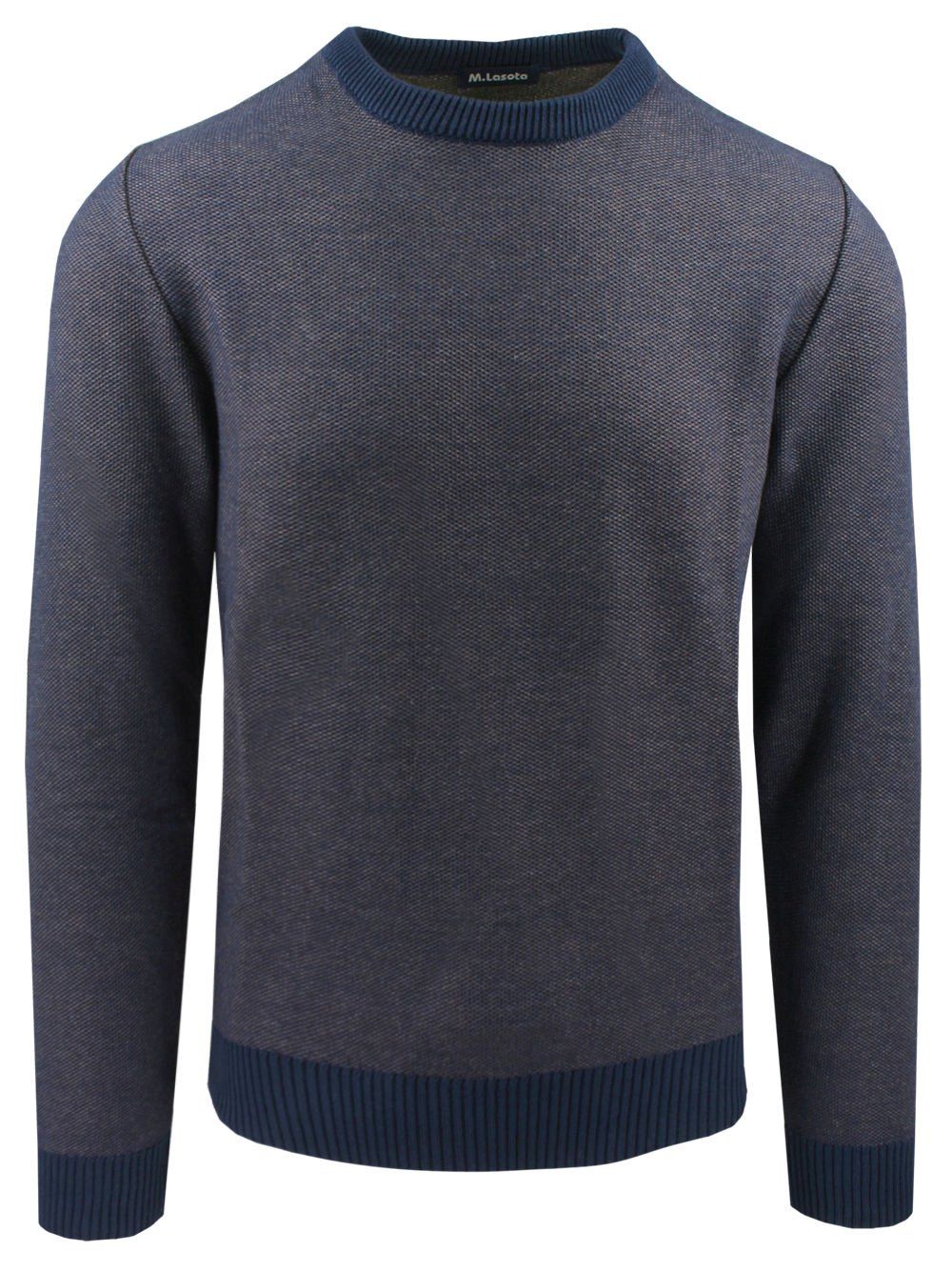 Sweter dla Mężczyzny - Lasota - U-Neck, Melanżowy Splot