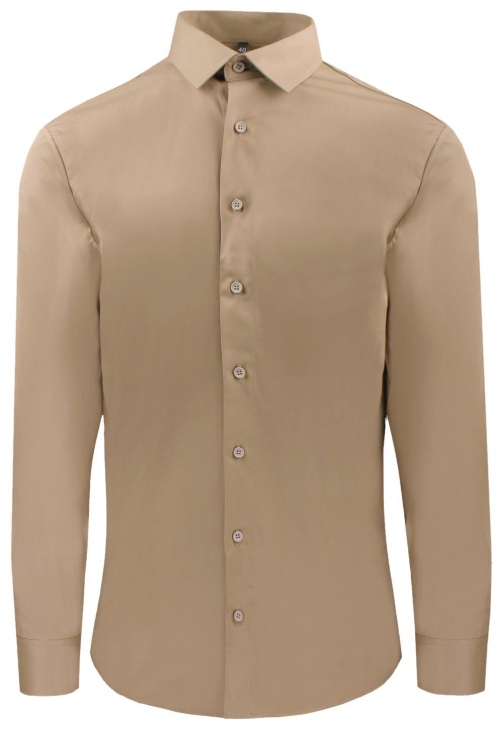 Delikatnie Wyszczuplana (Slim) Męska Koszula - Lanier - Jasny Brąz, Ciemny Beż