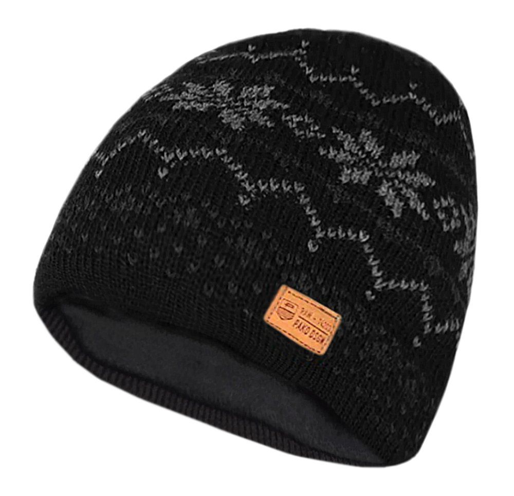 Czapka Zimowa, Czarna w Śnieżki, Ciepła, Podszyta Polarem, Męska -Pako Jeans