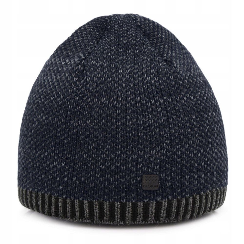 Ciepła, Dwuwarstwowa Czapka Beanie - Pako Jeans - Granatowy Melanż