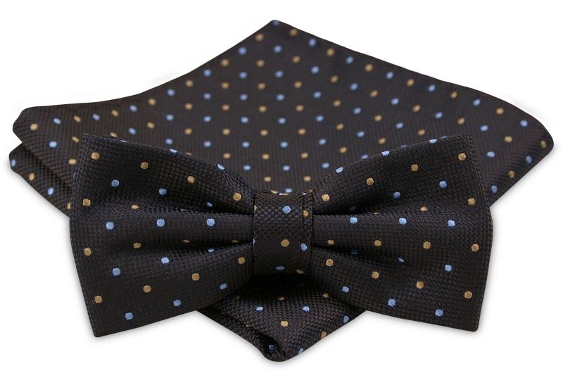 Modna Mucha Męska - Alties - Brąz w Groszek