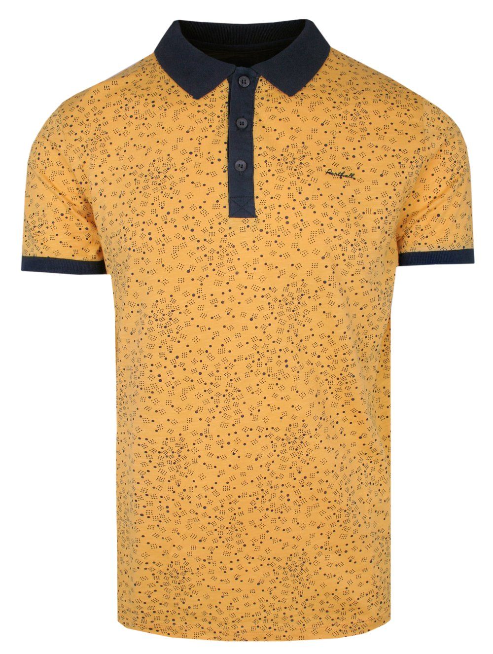Koszulka POLO, Żółta, Wzór Geometryczny, Krótki Rękaw, Męska, z Nadrukiem