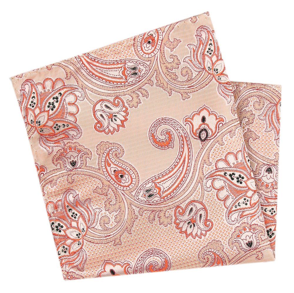 Elegancka Poszetka Męska - Alties - Morelowa w Kwiaty