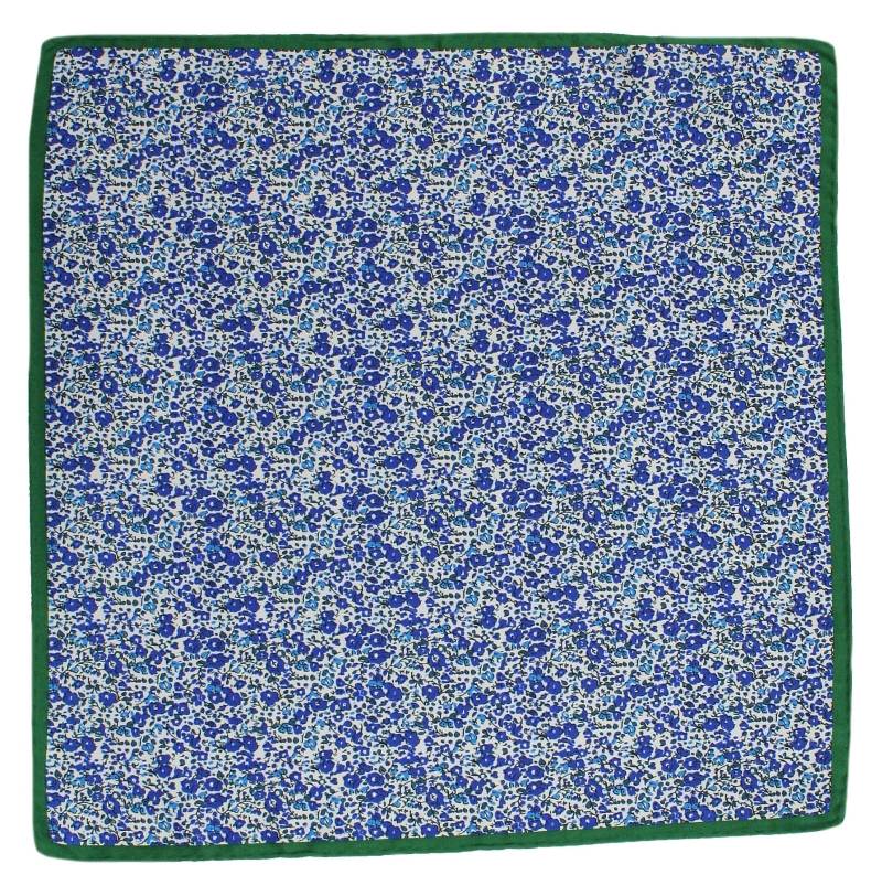 Stylowa Poszetka Męska CHATTIER w Drobne Kwiatki, Motyw Florystyczny, Niebiesko-Biała