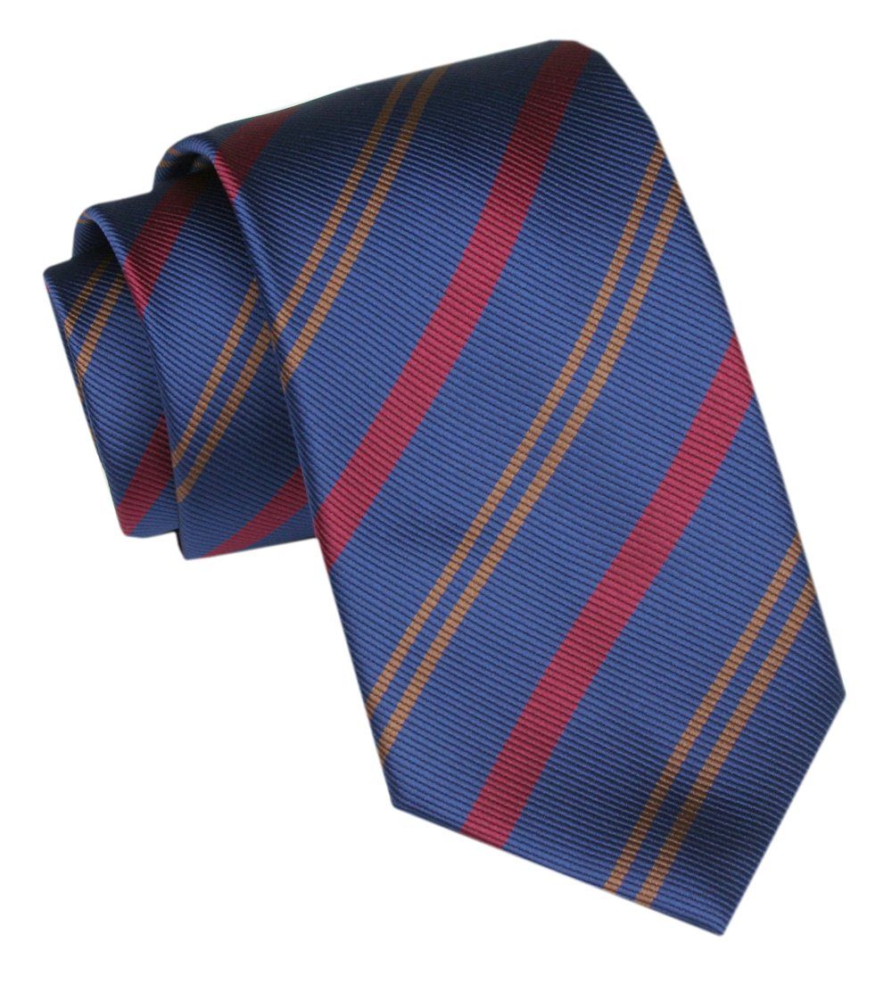 Angelo di Monti - Krawat Męski - Niebieski w Eleganckie Pasy