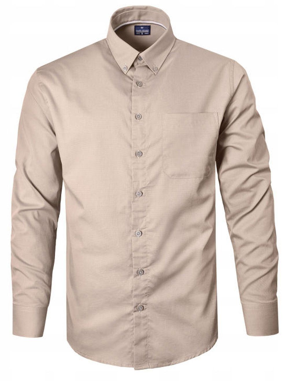 Lekko Taliowana Koszula Sportowa, Button Down - Pako Jeans - Beżowa