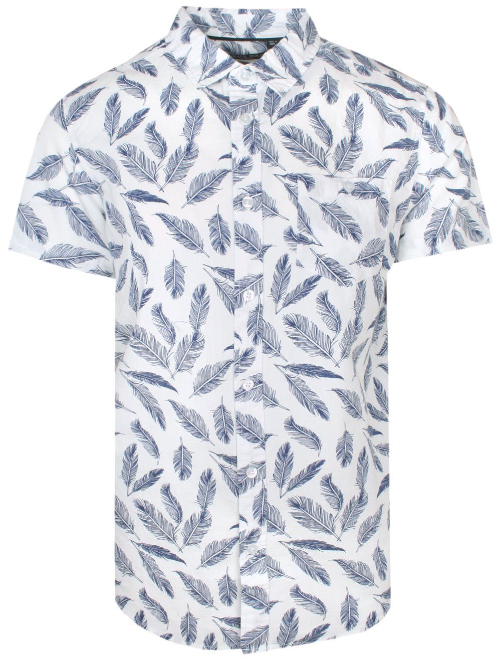 Koszula Bawełniana - Brave Soul - Biała w Pióra