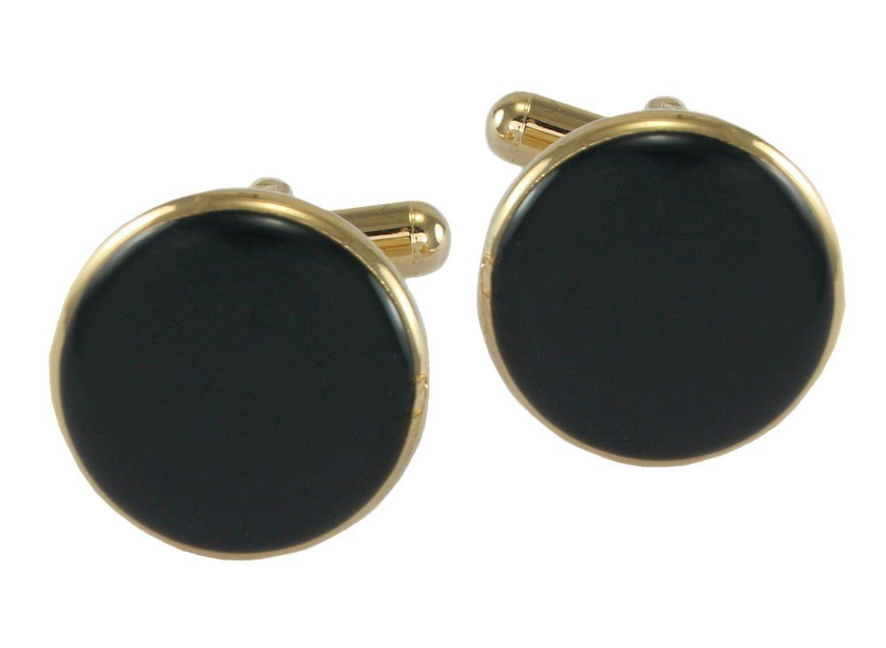 Męskie Spinki do Mankietów - Alties - Złote z Czarnym Wypełnieniem