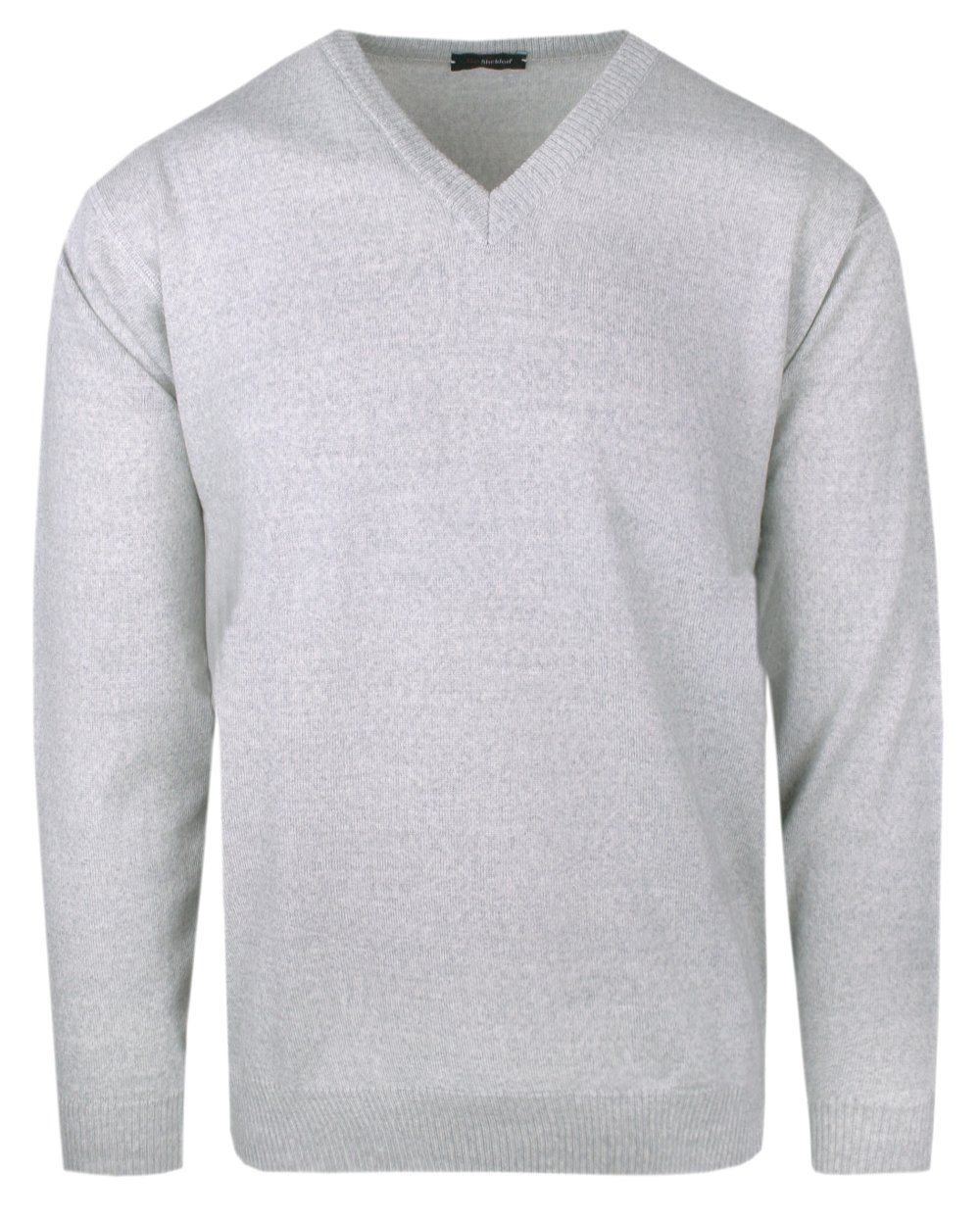 Męski Sweter Wełniany (V-neck) - Max Sheldon - Jasny Popiel