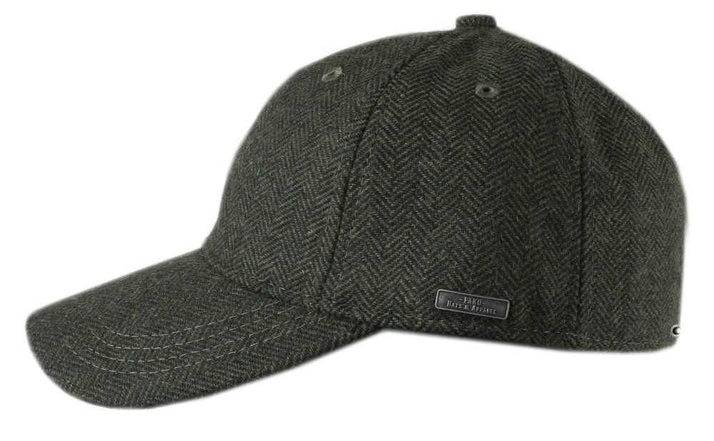 Jesienno Zimowa Czapka z Daszkiem, z Wełną, Jodełka - Pako Jeans - Ciemna Zieleń