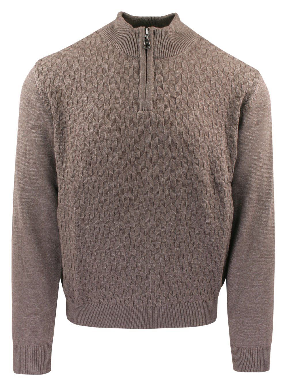 Sweter dla Mężczyzny - Lasota - Jasny Brąz, Krótki Zamek