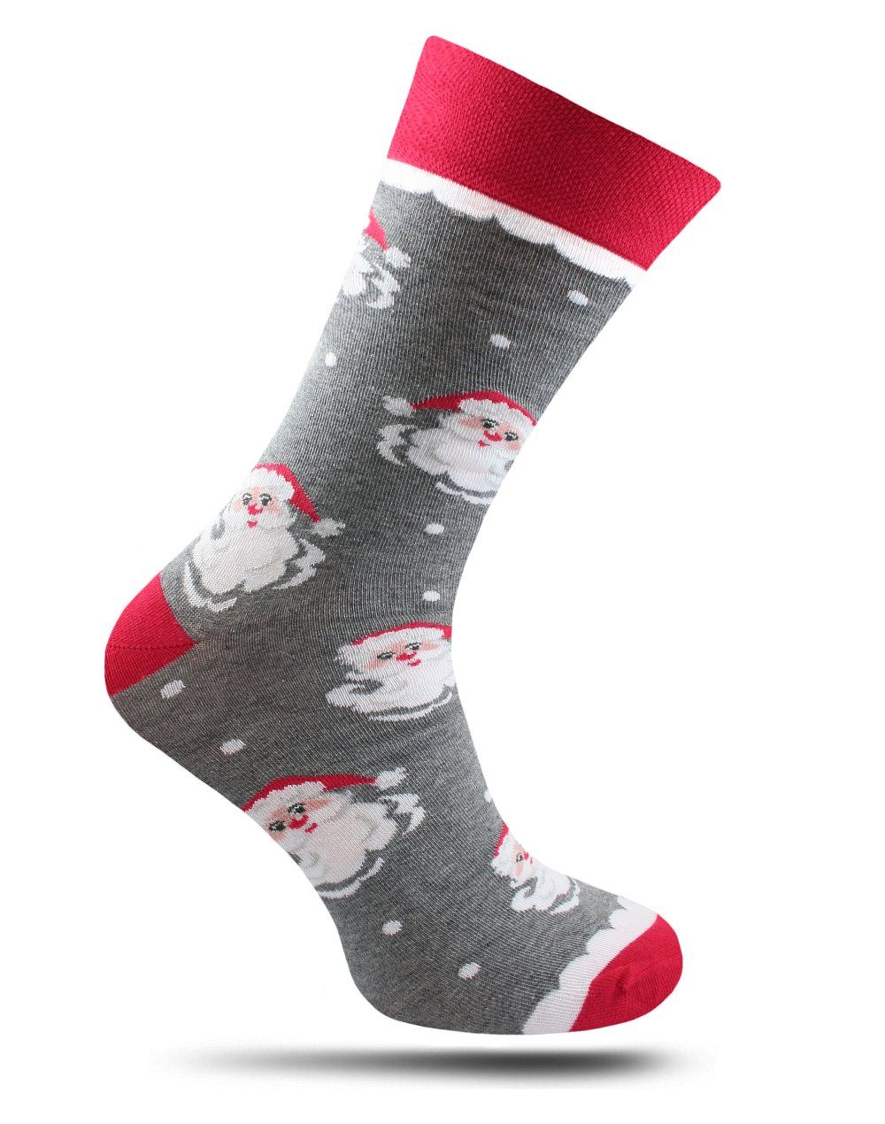 Skarpetki Świąteczne, Szare w Mikołaje, na Prezent, Męskie -MORE