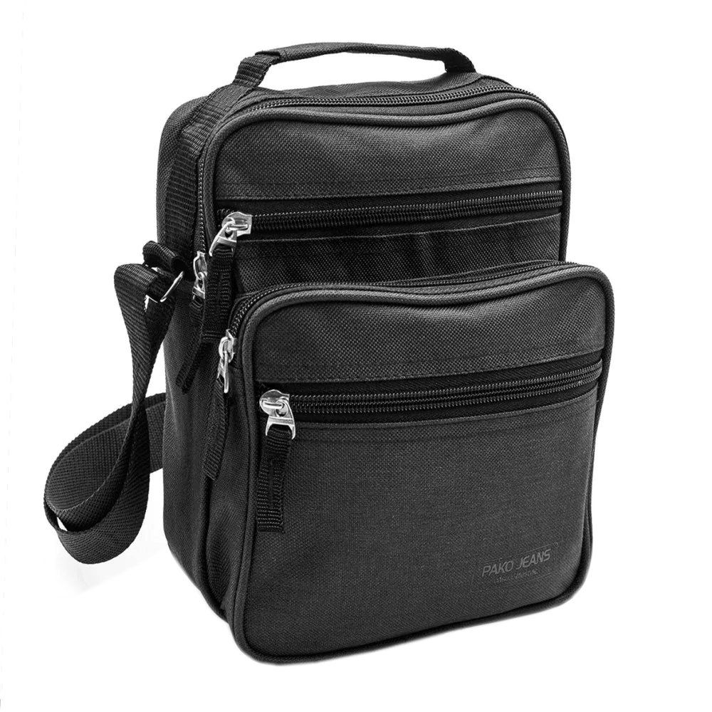 Torebka, Czarna Listonoszka Zapinana na Zamek z Regulowanym Paskiem -Pako Jeans