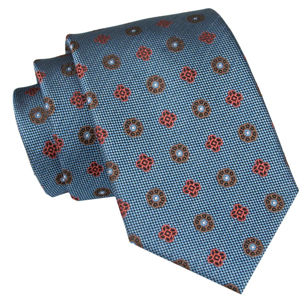 Męski Krawat Angelo di Monti - Grochy, Niebieskie Tło