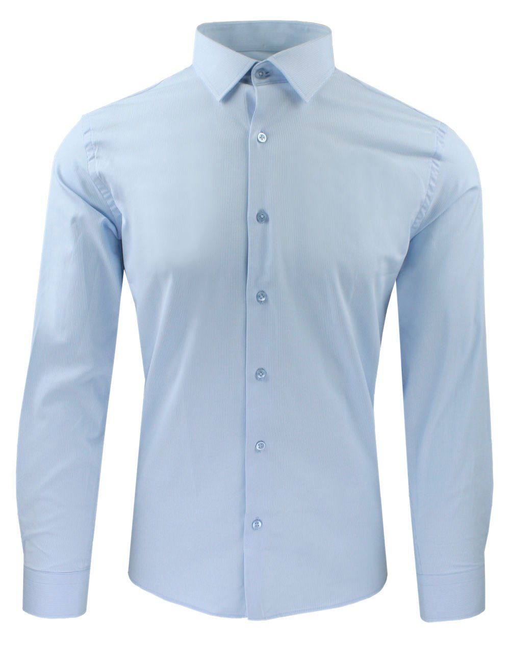 Taliowana Koszula Wizytowa, Męska - Victorio - Błękitna, Delikatny Prążek