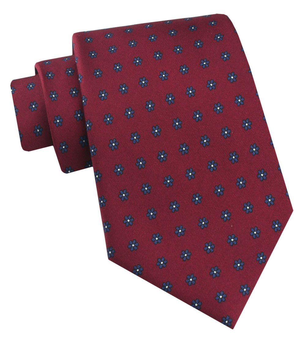 Jedwabny Krawat Męski - His Story - Czerwień w Groszki