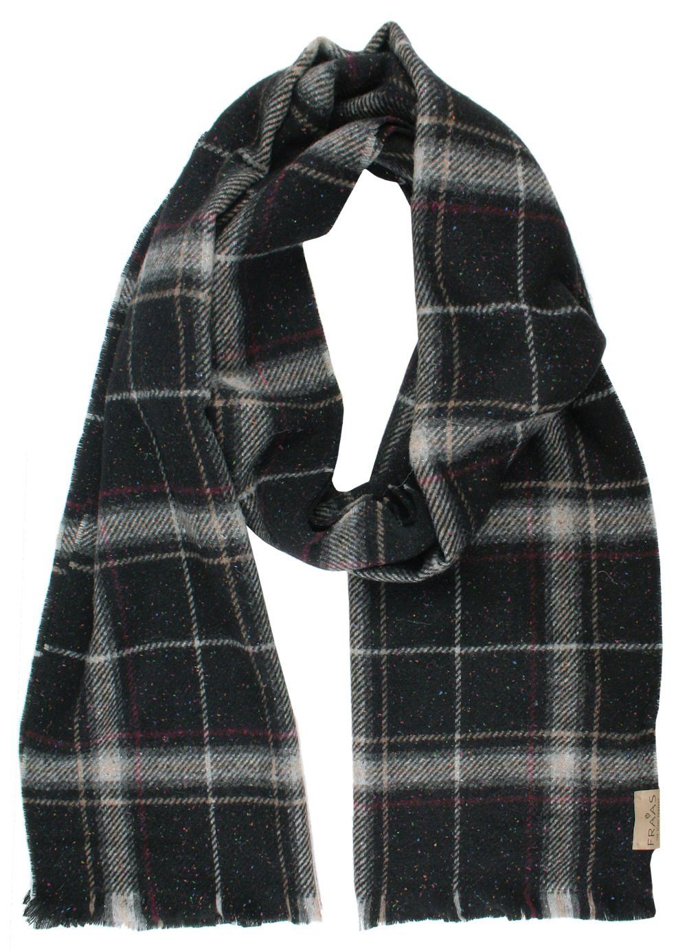 Męski Szalik z Bawełną i Jedwabiem - V. Fraas - Ciemy w Kratę