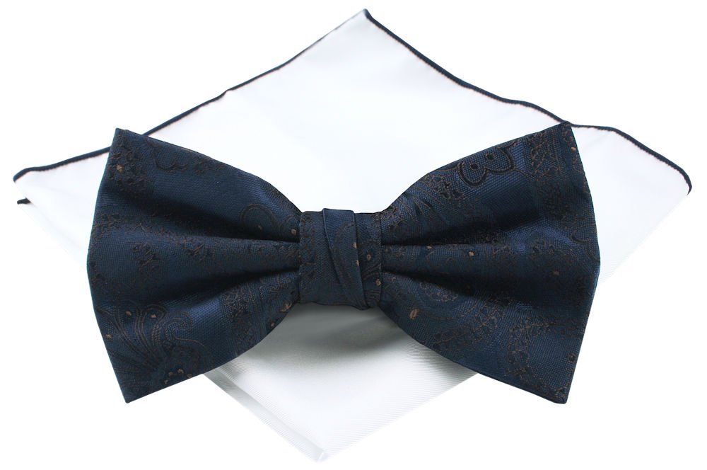 Męska Mucha (Poszetka w Zestawie) - Chattier - Granat, Delikatny Wzór