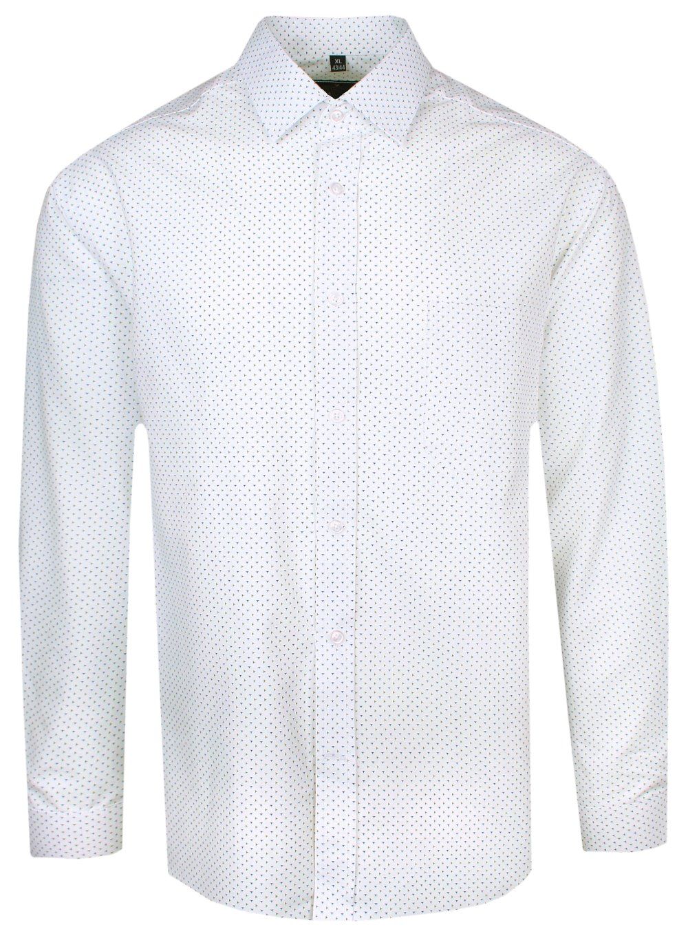 Koszula Victorio - Biała w Geometryczny Wzór- Klasyczny, Wygodny Krój