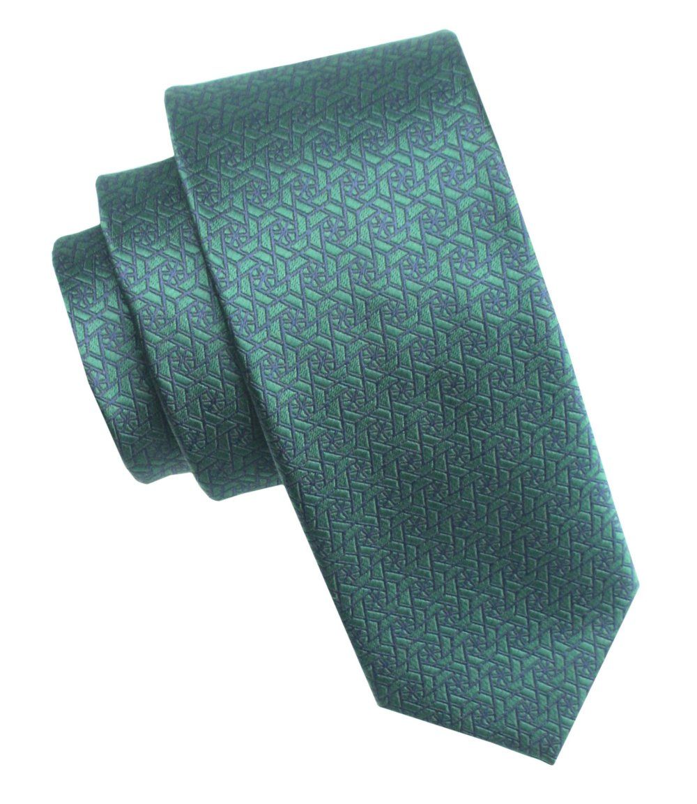Elegancki i Modny Męski Krawat - Angelo di Monti - Butelkowa Zieleń, Wzór Geometryczny