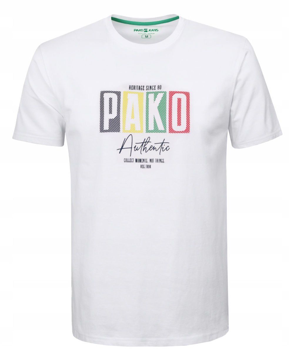 T-Shirt (Koszulka) Męska - Pako Jeans - Biała z Printem (Nadrukiem)
