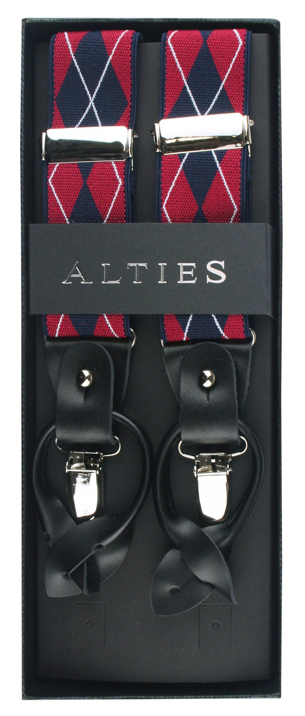 Szelki, Zapięcie na Guziki lub Żabki -ALTIES- Granat i Czerwień, Romby