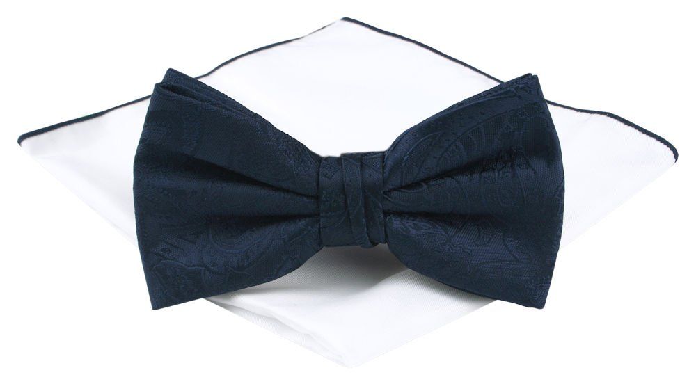 Mucha Męska z Poszetką (Zestaw) - Chattier - Granatowa z Fakturą Materiału