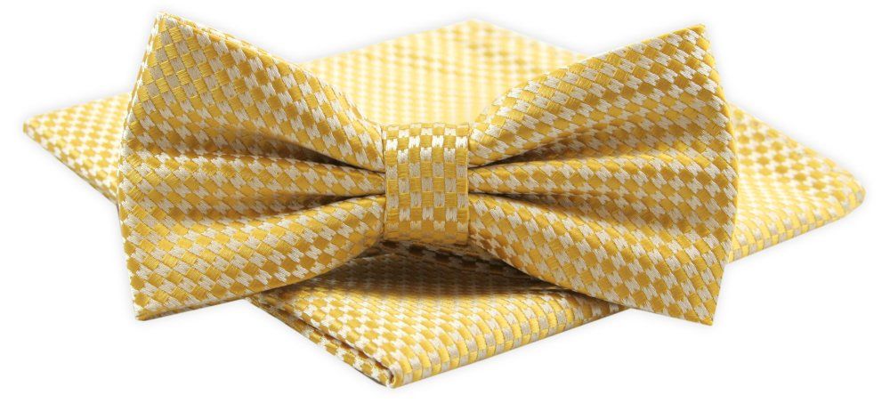 Mucha Męska Alties z Poszetką - Żółta, Bez Wzoru