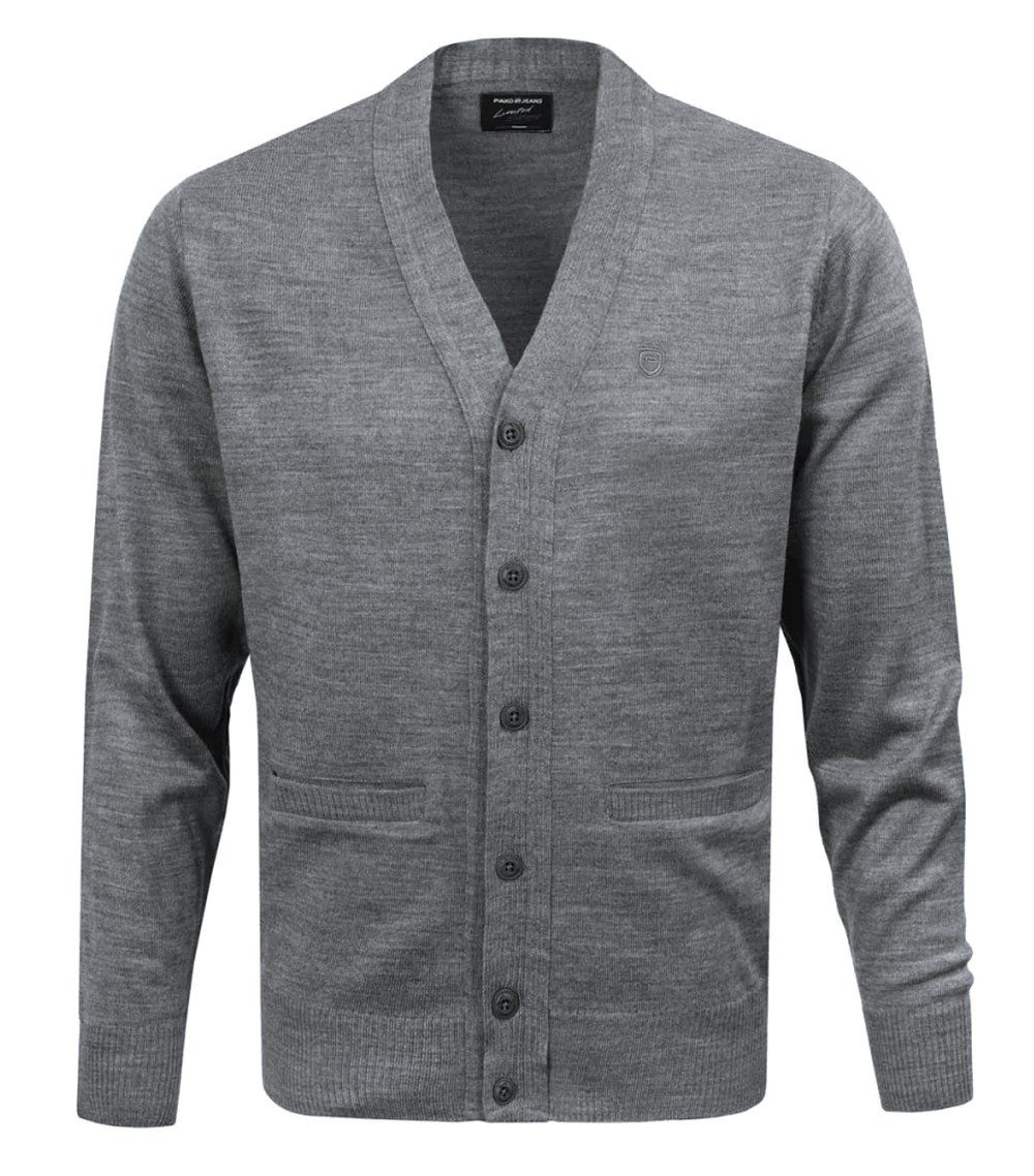 Męski Sweter Wełniany na Guziki - Kardigan - Pako Jeans - Popielaty