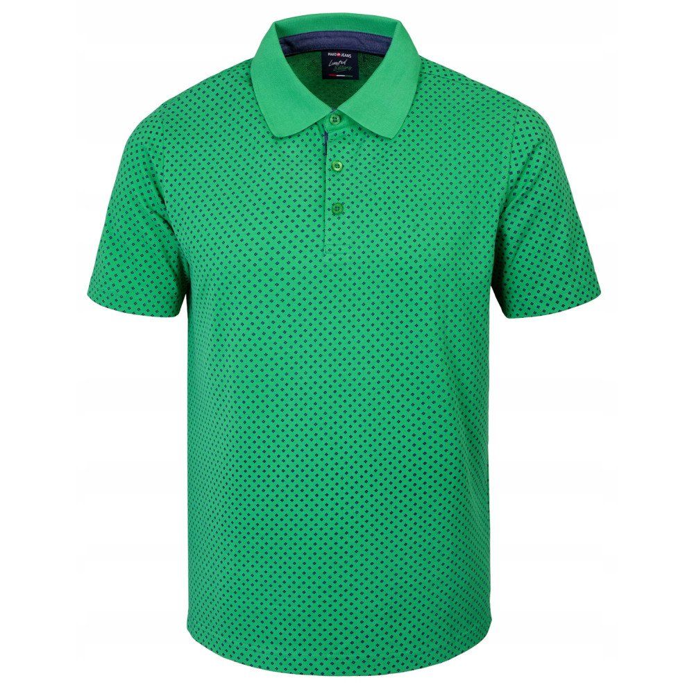 Koszulka Polo - Męska - Pako Jeans - Zielona w Drobny Groszek
