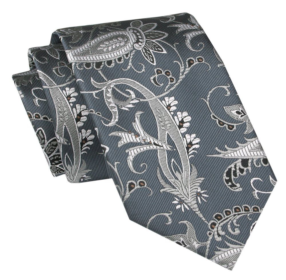 Męski Krawat Angelo di Monti - Szary w Kwiaty