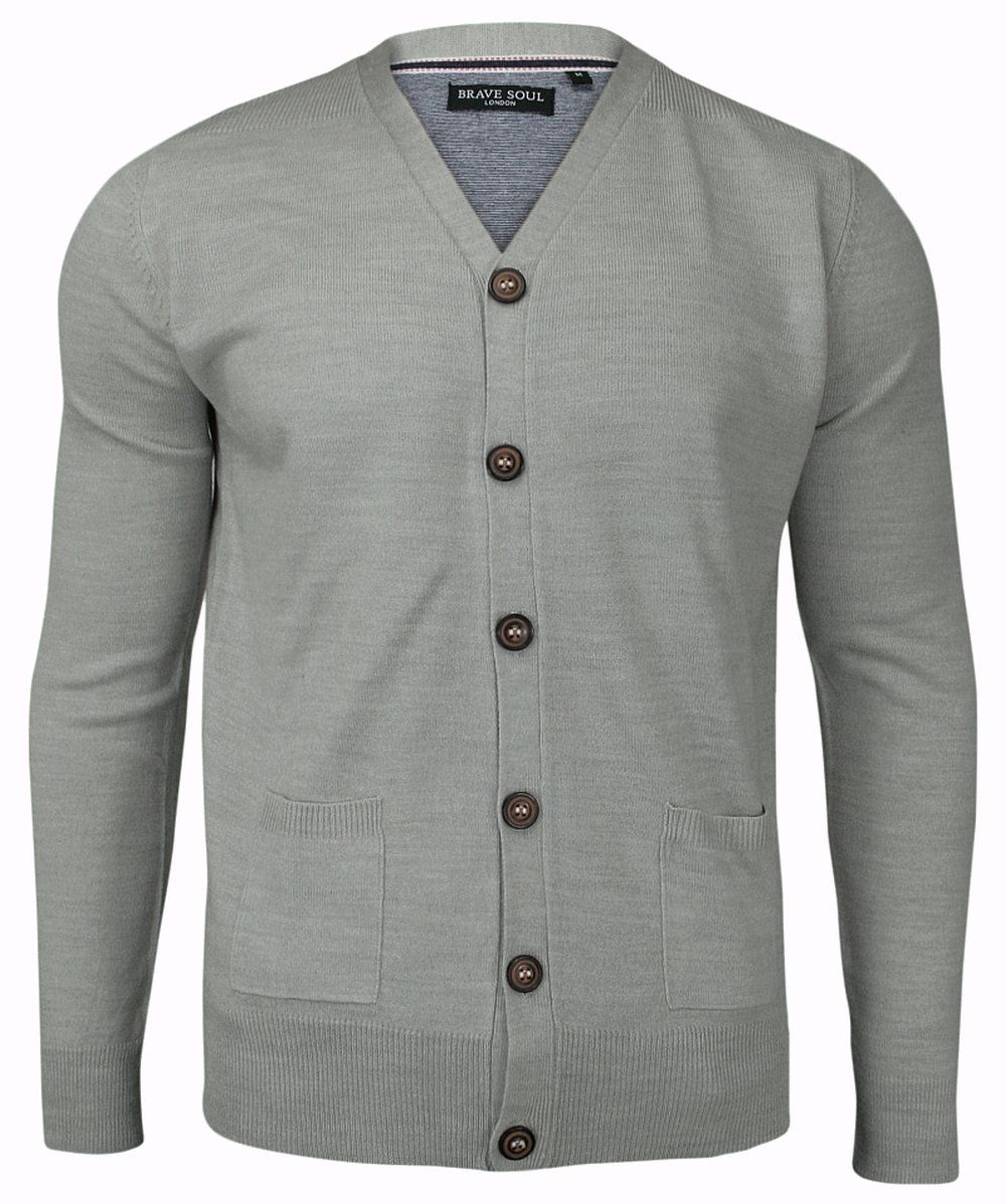 Elegancki Kardigan, Sweter Rozpinany na Guzik -BRAVE SOUL- Popiel