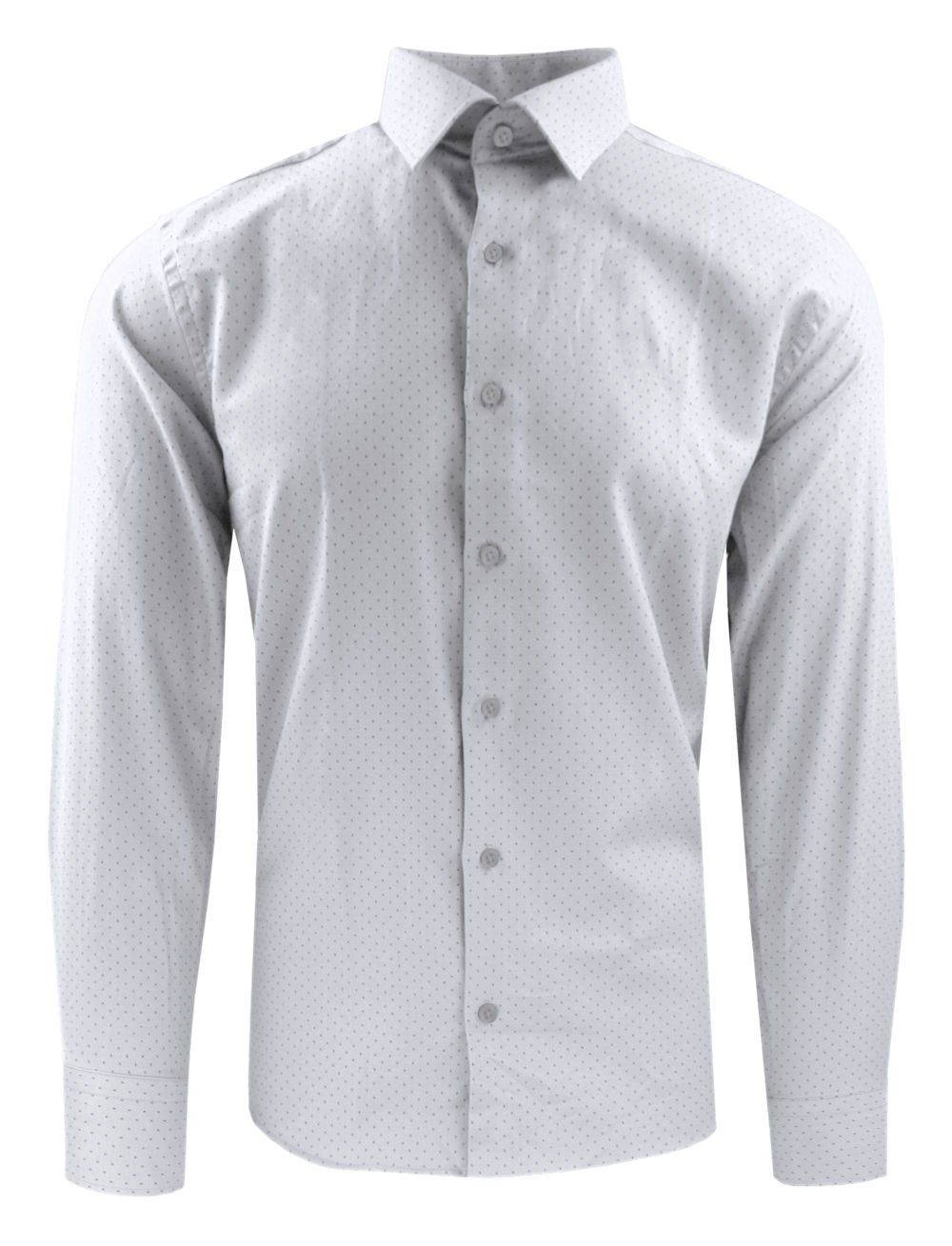 Męska, Taliowana Koszula Wizytowa - Victorio - Biała w Groszek