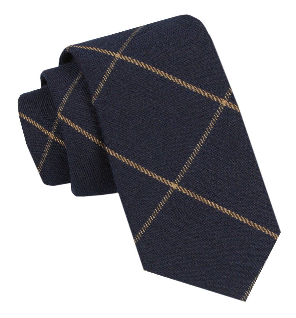 Wełniany Krawat - Alties - Granatowy, Geometryczny Wzór