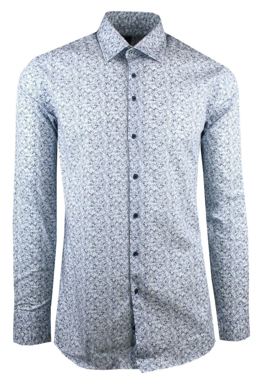 Elegancka, Męska Koszula, Taliowany Krój - Victorio - Niebieski, Regularny Wzór