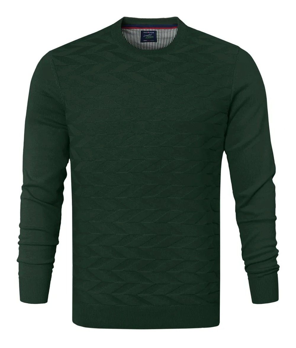 Bawełniany Sweter Pako Jeans - Okrągły Dekolt - Ciemnozielony