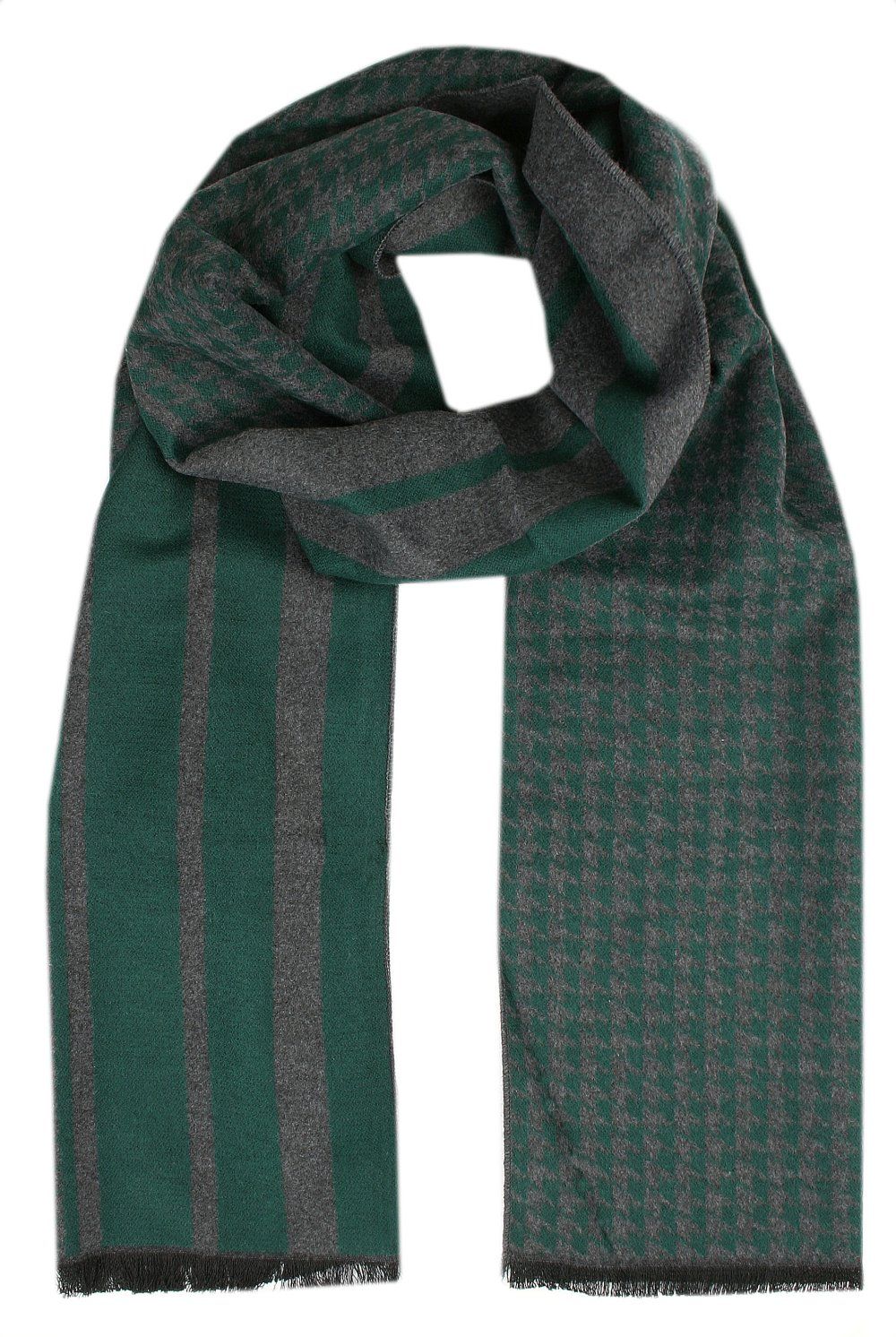 Męski Szalik z Wiskozy - Alties - Zielony z Popielem