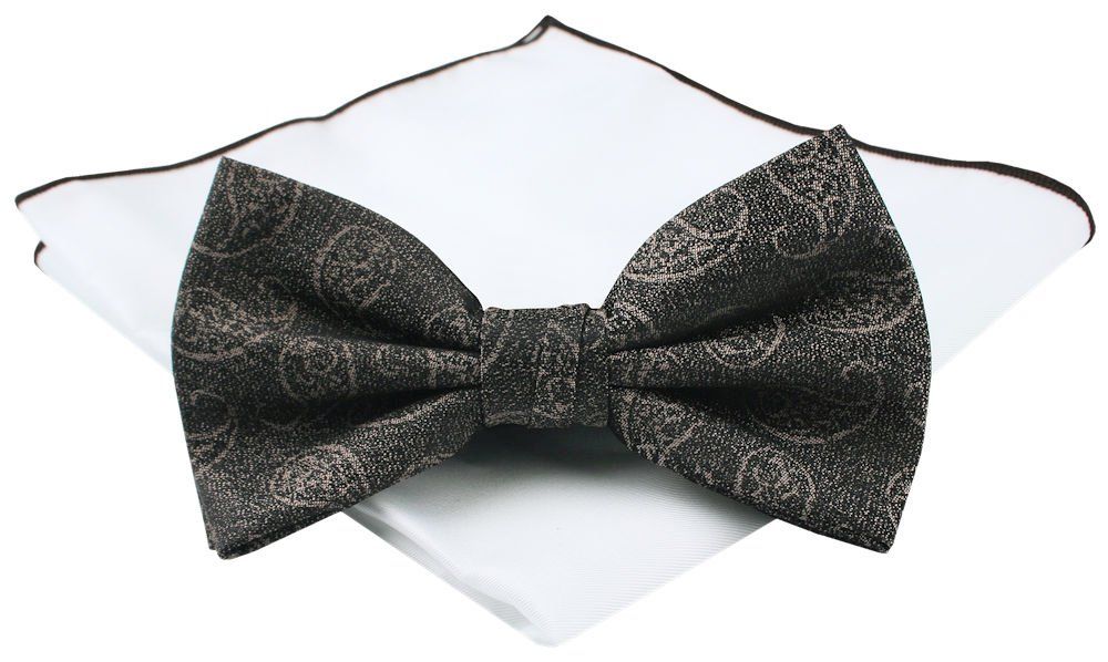 Męska Mucha (Poszetka w Zestawie) - Chattier - Odcienie Brązów i Beżu