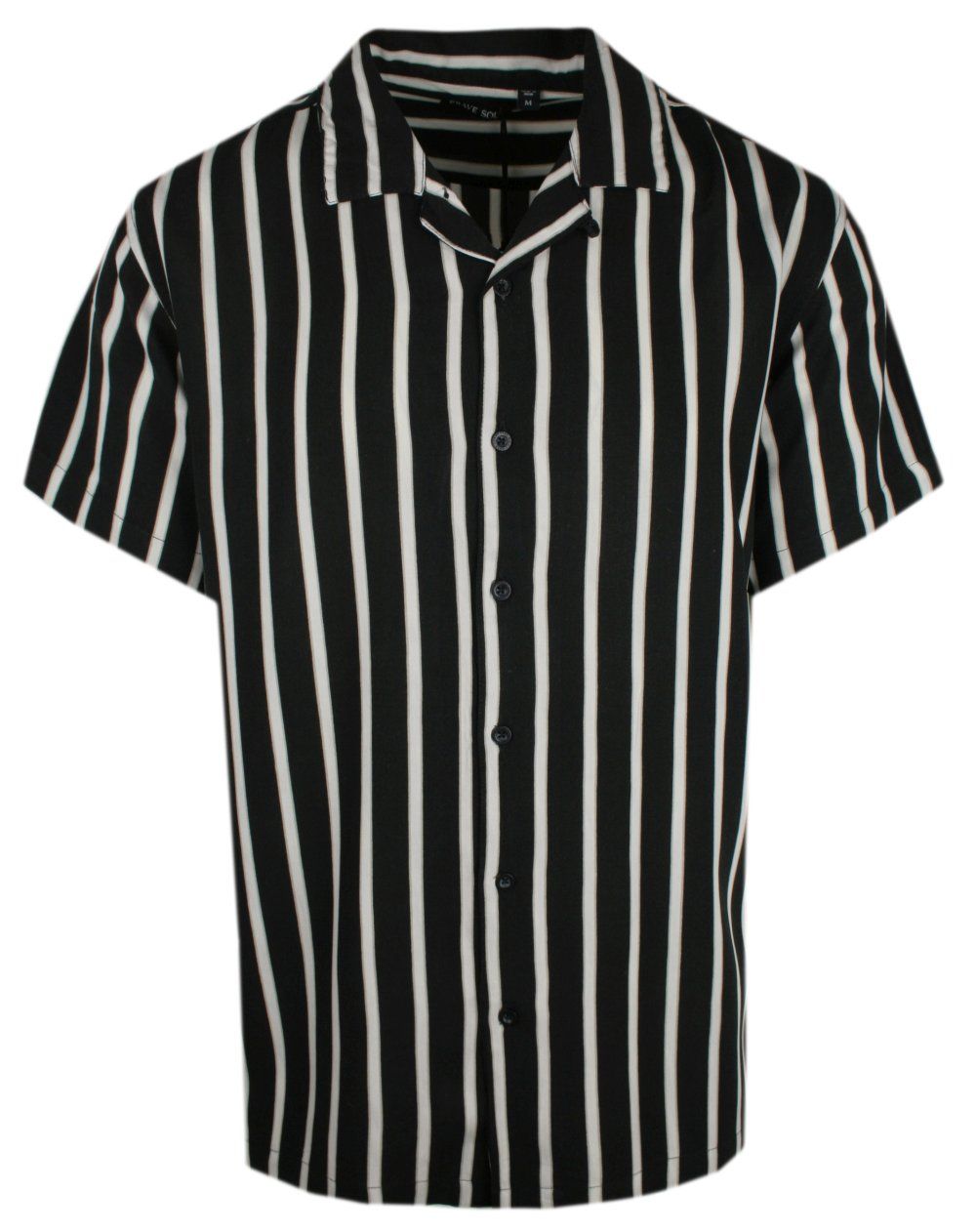 Oryginalna Męska Koszula Weekendowa - Brave Soul - Czarna w Duże Pasy