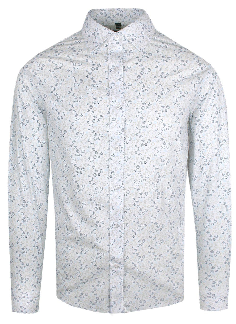 Męska Koszula Wizytowa - Prosty Krój - Victorio - Biała w Grochy (Bąbelki)